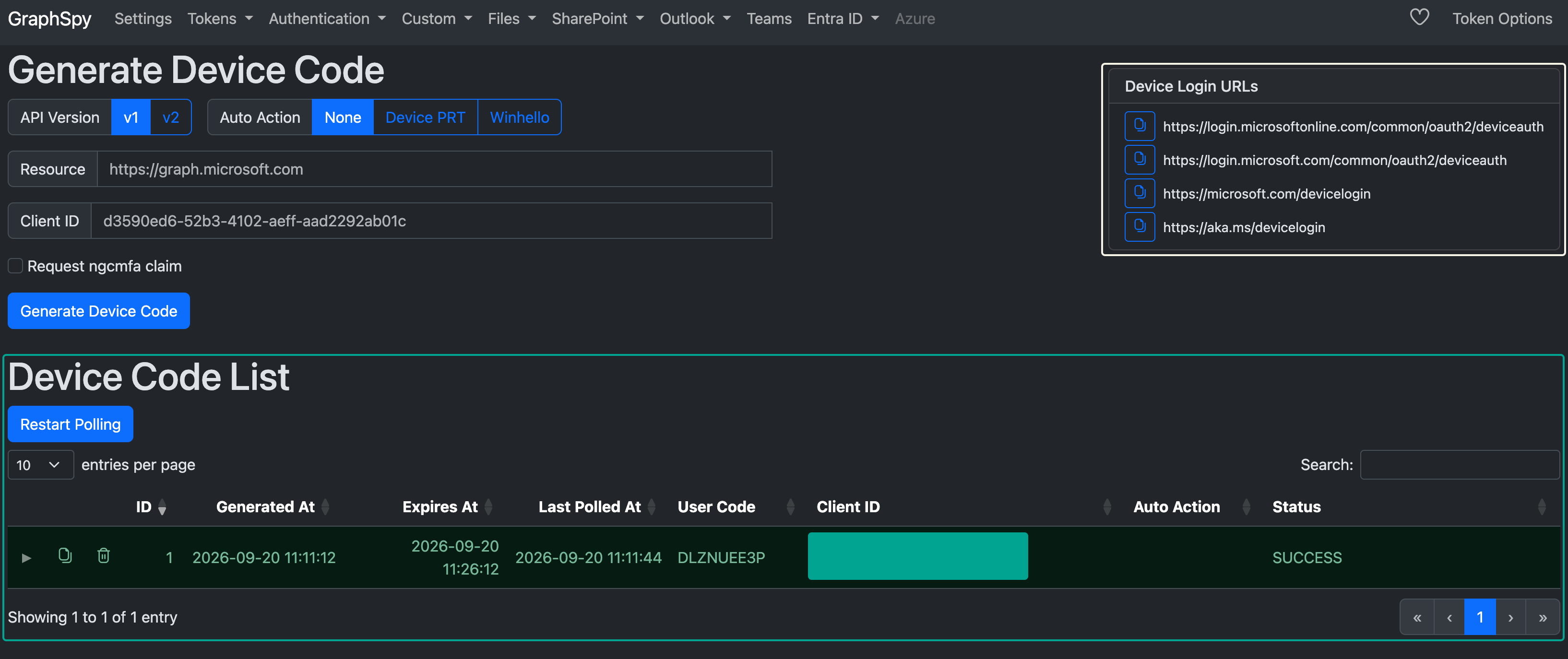 Device Code Creation